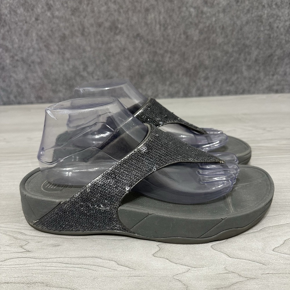 FitFlop Gray Sequin Thong Sandals Style 294-054 Women's Size 9